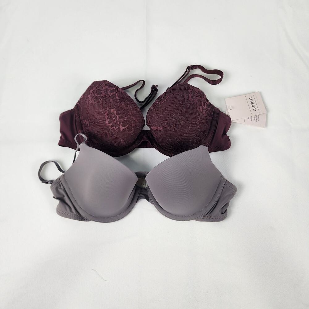 Auden Women's 2-Pack Lightly Lined Push-Up Bra Size 32A Red/Gray